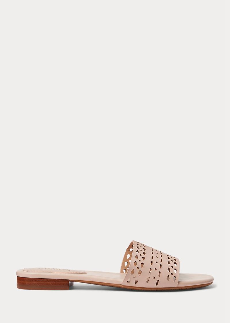 Sandalias Lauren Mujer Andee Perforated Cuero Slide Chile Rosas TGVDC-3410